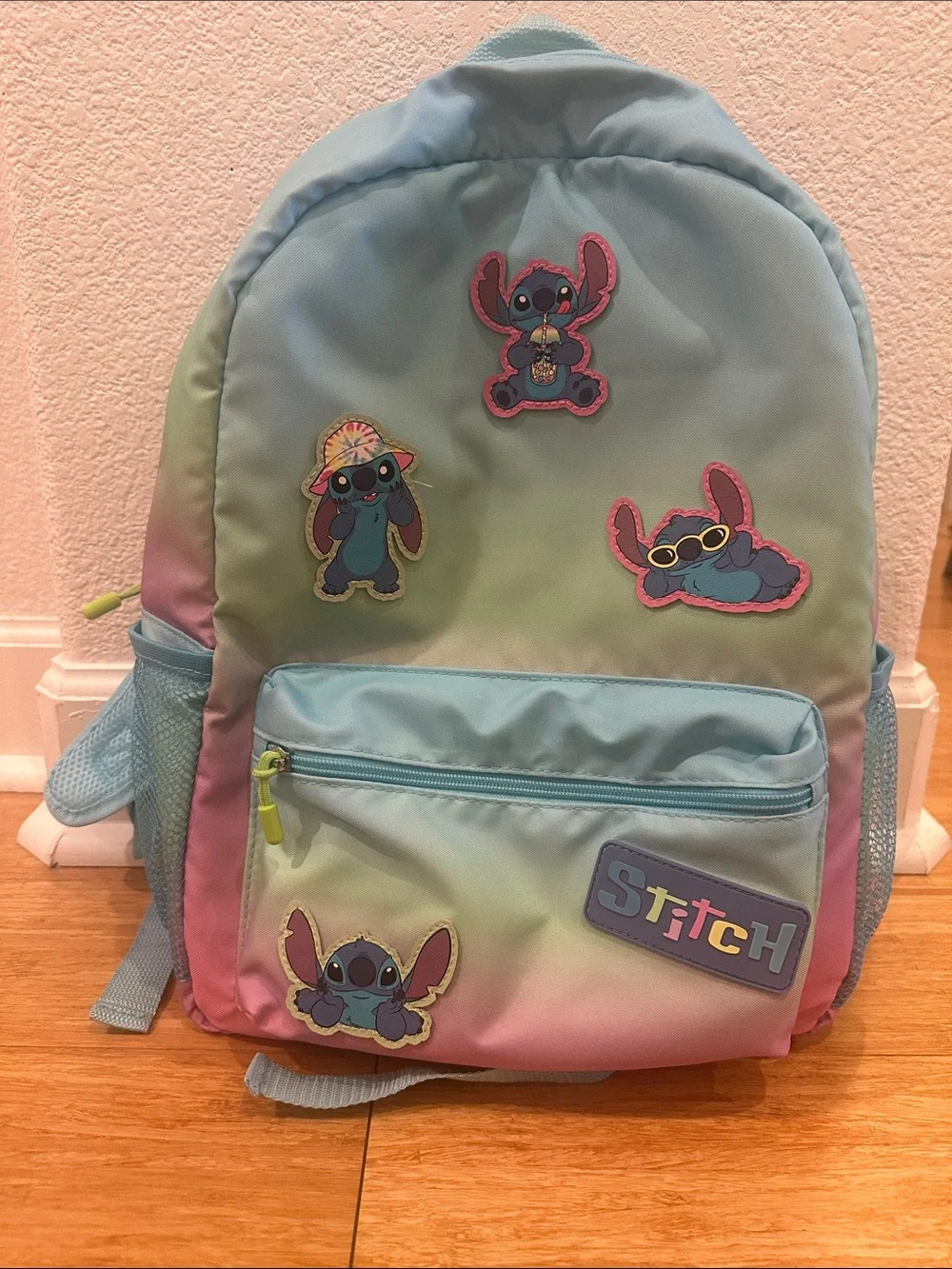 Disney Pastel Gradient Stitch Kids Backpack - Blue Pink Green